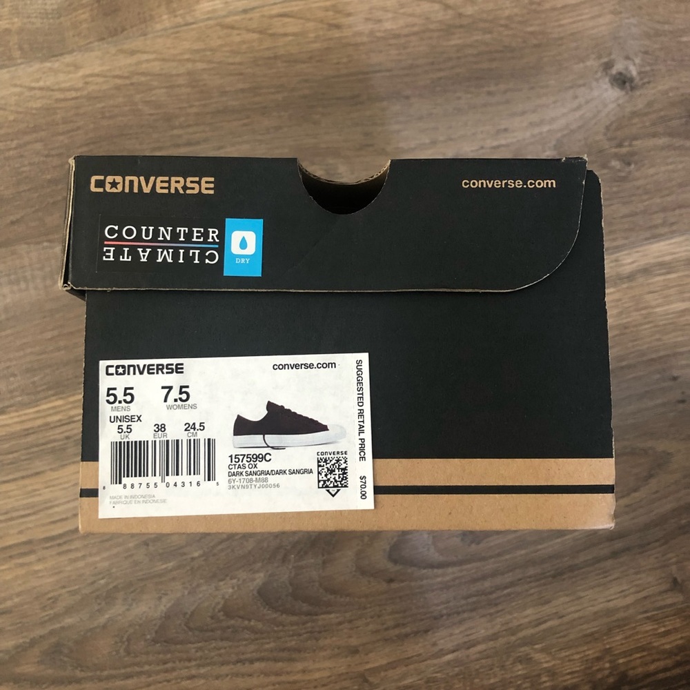 8 - Converse Maroon Suede Sneakers - Picture 2 of 5